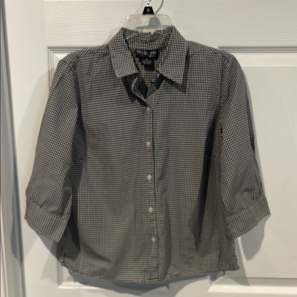 Style & Co. Black and White Gingham Button-Down Shirt